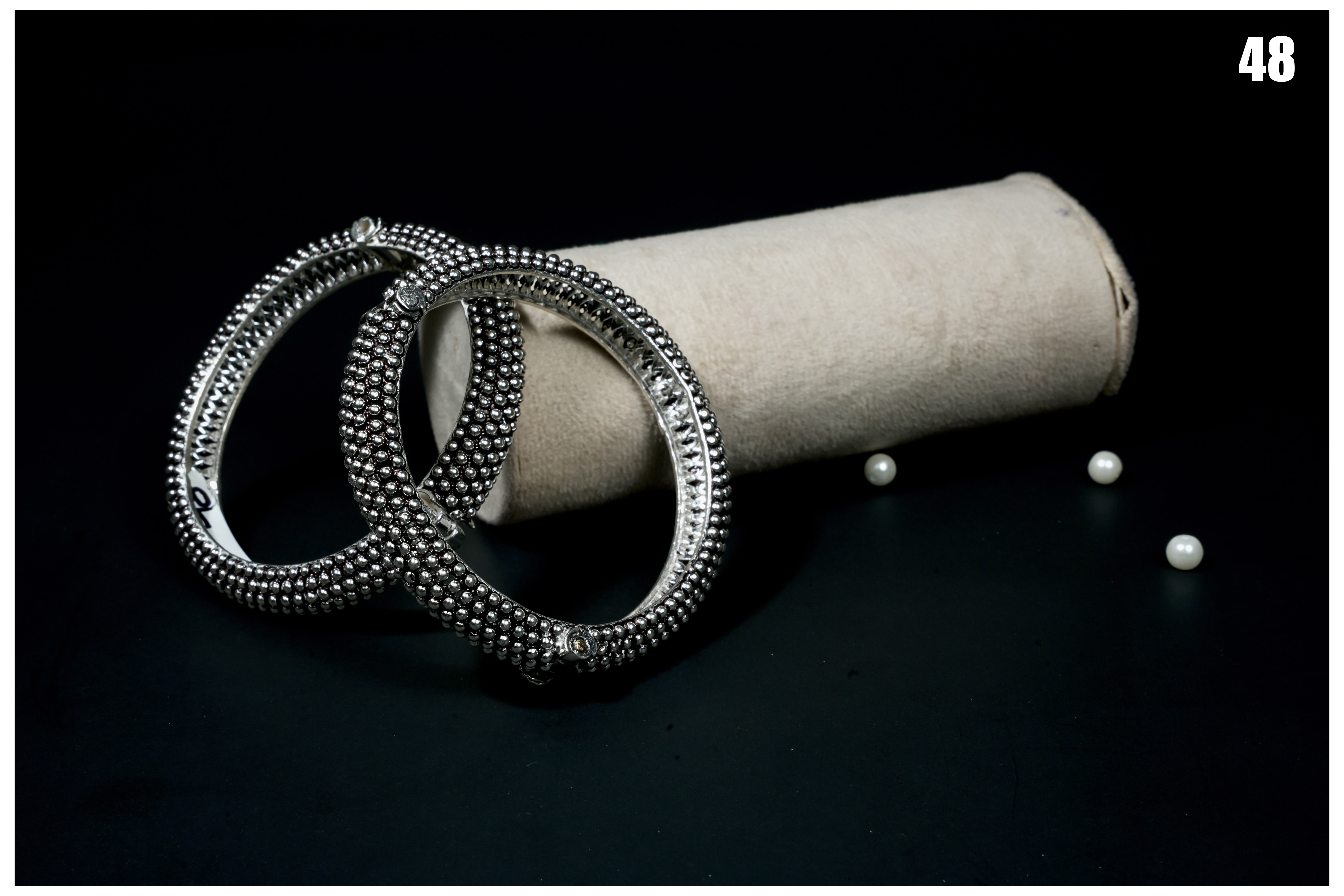 Manish Jewellers Silver Oxidized Bangri 2-6 Size For Girls & Women