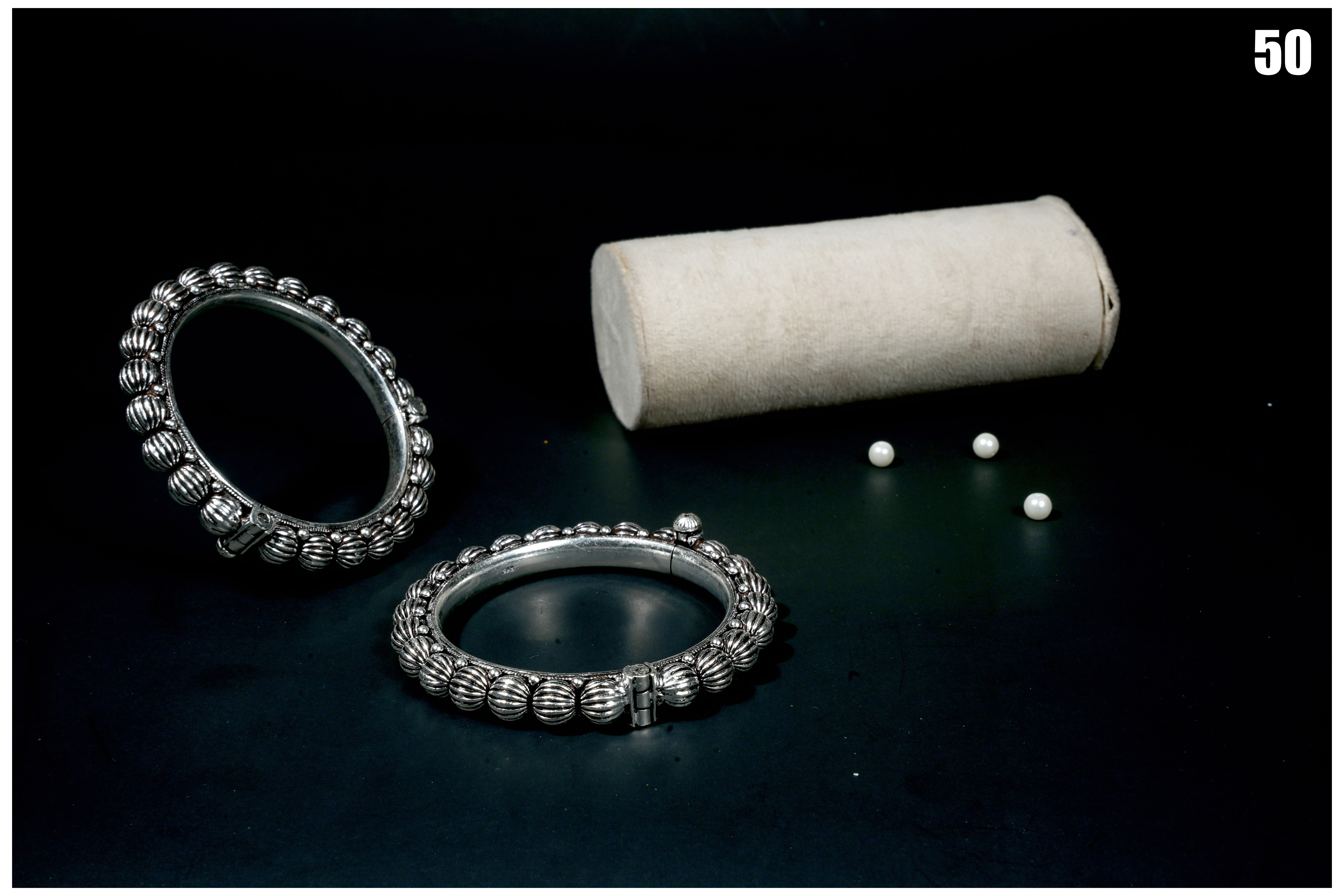 Manish Jewellers Silver Oxidized Bangri 2-4 Size For Girls & Women